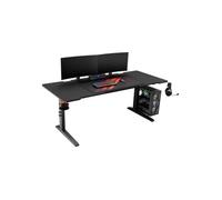 GENESIS NDS-2251 Bureau Gaming 180x75cm MDF 1.8cm Noir, Cadre Acier Noir, Hauteur Ajustable, Rétroéclairage LED Multicolore, Goulottes, Porte-Bouteille
