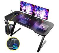 Bureau Gaming - GTPLAYER - 120 x 60 cm - Prise intégrée & 2 USB - Crochet casque - Tapis souris
