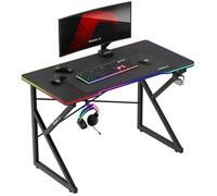 Bureau gaming - HUZARO - Hero 1.7 RGB - Éclairage LED 366 modes - Support casque - Porte-gobelet