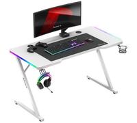 Bureau gaming - HUZARO - HERO 2.5 - LED RVB - Blanc - 120x60x75cm - Pratique et robuste
