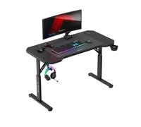 Bureau Gaming - HUZARO - Hero 2.6 - Noir - Hauteur réglable - Plateau en carbone - Supports accessoires