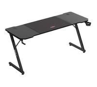 Bureau gaming - HUZARO - Hero 4.8 - Noir - Grand plateau 160 cm - Finition carbone - Supports casque et gobelet
