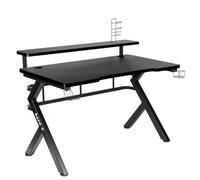 Bureau gaming - HUZARO - HERO 5.0 - 120x60x69.5cm - Crochets casque - Panier à boissons