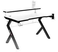 Bureau gaming HUZARO HERO 5.0 Blanc, 120x60x69.5cm, Bureau PC, Informatique, Pc gaming, Panier à boissons, Crochet casque