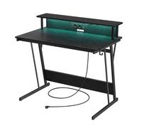 Bureau Gaming - LED - Multiprise - Support Écran - 100,1x60,1x76,1 cm - Noir