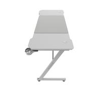 Bureau Gaming Mars Gaming MGDX160W Blanc : Plateau 160x60cm Fibre Carbone, Cadre Acier Blanc, Tapis XXL 80x55cm, Porte-Casque/Bouteille, Gestion Câbles, Charge 100kg