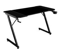 Mars Gaming MGD-X120, Bureau Gaming Ergonomique, Surface en Fibre de Carbone, Structure Métallique, Tapis de Souris XXL, Supports Casque et Boissons, Gestion des Câbles, Bureau Gaming 120x60cm, Noir