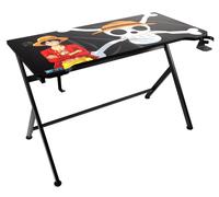 Konix Bureau gaming One Piece 121×69×76 cm en Y - Plateau bois/métal, Porte-gobelet, Motif Luffy