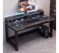 Bureau Gaming Ordinateur avec Étagères, Bureau PC Gaming Au Style Moderne et épuré, Table de Travail for Écrire, Étudier Ou Jouer à la Maison Ou dans Une Chambre