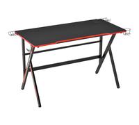 Bureau Gaming Racing Bracket Supports Métal Mdf Texture Carbone Rouge Noir Rouge