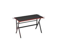 Bureau Gaming Racing Bracket Supports Métal Mdf Texture Carbone Rouge Noir Rouge