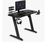 SENSE7 Nomad Basic Bureau, Table de Jeu 100 x 50, Support PC avec Crochet pour Casque, Porte-gobelet, Support pour Manette, Surface en Fibre de Carbone, Bureau de Jeu Ergonomique
