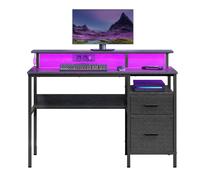 Bureau Gaming - Support Écran - LED - 120x55x90 cm - Multiprise USB - Noir