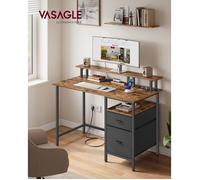 Bureau Gaming - VASAGLE - Marron Rustique - 2 Tiroirs - 2 Ports USB