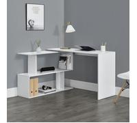 [en.casa] Bureau Gigogne Design avec Partie Étagère Bureau de Coin Extension Panneau de Particules Mélaminé 77 x 120 x 50 cm Blanc