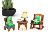 Bureau Grenouille - Figurine Fauteuil à Bascule - Jolie Statue décorative Grenouille Grenouille Chaise à Bascule Statuette Grenouille Statue Assise pour décor Aquarium