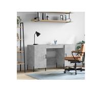 vidaXL Bureau en bois d'ingénierie 4 compartiments Poignées Rangement intérieur Gris béton