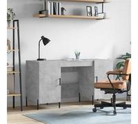 vidaXL Bureau en bois d'ingénierie 4 compartiments Poignées Rangement intérieur Gris béton