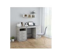 vidaXL Bureau, Table d'Écriture, Bureau d'Ordinateur, Bureau d'Écriture, Meuble de Salon Salle de Séjour Intérieur, Gris Béton Bois d'Ingénierie