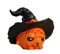 Bureau Halloween Pumpkin, Statue en résine avec chapeau, décoration compacte et amusante, design de festival peint à la main, accentuation d'affichage, parfait pour Windowsill, Bedroom, Parties