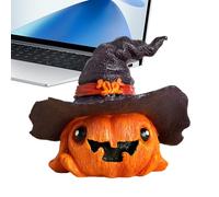 Bureau Halloween Pumpkin, Statue en résine avec chapeau, décoration compacte et amusante, design de festival peint à la main, accentuation d'affichage, parfait pour Windowsill, Bedroom, Parties
