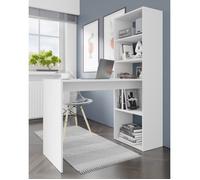 Bureau HARMONY avec bureau d'ordinateur et étagères en blanc mat