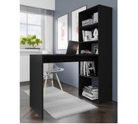 Bureau HARMONY avec bureau d'ordinateur et étagères en noir mat