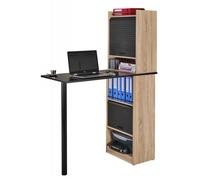 Bureau Haut et Rangements Chêne Noir - L 183.8 x l 58 x H 107.2 cm