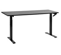Bureau Hauteur Réglable Manuellement Design Moderne Pieds Carrés 160 x 72 cm Plateau et Cadre Acier Noir DESTINES