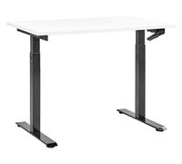 Bureau Hauteur Réglable Manuellement Pieds Carrés 120x72cm Plateau Blanc etAcier