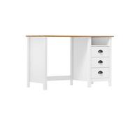 vidaXL Bureau Hill avec 3 tiroirs 120x50x74 cm Pin solide blanc et naturel G