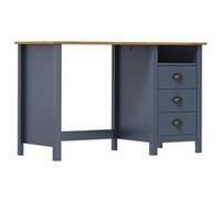 Bureau Hill avec 3 tiroirs Gris 120x50x74 cm Pin solide gris et marron miel G