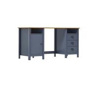 Vidaxl Bureau Hill Gris 150x50x74 Cm Bois De Pin Solide Marron