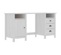 Bureau - Hill Range - Blanc - 150x50x74 cm - Bois de pin massif - 3 tiroirs