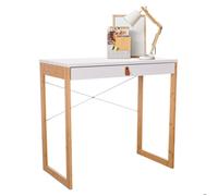 hjh Living Bureau TAROLO II 80x42x75 cm 1 tiroir blanc piétement bambou