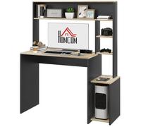 Bureau HOMCOM multi-rangements avec étagères, support pour unité centrale, grand bureau, 114L x 45l x 138H cm