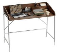 HOMCOM Bureau, Bureau d'Ordinateur 109 cm avec Rebord de Sécurité, Noyer | Structure en Métal, Facile à Monter, Table d'Ordinateur Moderne, pour Petit Espace, Travail à Domicile ou Étude