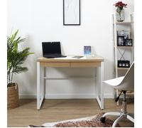 Home Deco Factory Bureau HD3760 – Bois et métal, tiroir, ergonomique, 100 x 50 x 74 cm, blanc