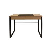 The Home Deco Factory – Bureau HD3722, bois et métal, tiroir, Marron/Noir, 100 x 50.3 x 74 cm