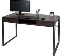 Bureau HWC-A27, bureau informatique, 122x70cm 3D-structure brun foncé