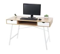 Bureau MENDLER HWC-E92, table d'ordinateur, structure 3D 120x60cm brun naturel, blanc Marron G