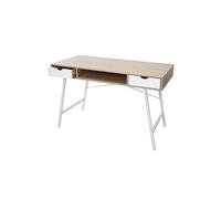 Bureau HWC-E92, table d'ordinateur, structure 3D 120x60cm brun naturel, blanc