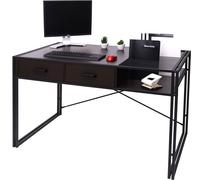 Bureau HWC-H91, table de bureau informatique, Industrial 76x120x70cm ~ brun foncé