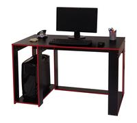 Bureau MENDLER HWC-J26, bureau informatique table de bureau, 120x60x76cm noir-rouge Noir G