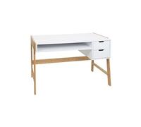 Mendler Bureau HWC-K12, table de travail et d'ordinateur bambou 76x155x58 cm, tiroir blanc