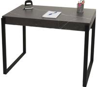 Mendler Bureau HWC-L53, Table d'ordinateur de Bureau, métal 100x54cm - Aspect marbre Gris