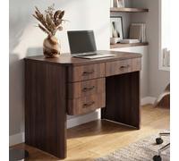 Bureau HWC-P42, bureau de travail, bureau d'ordinateur, 4 tiroirs en MDF, 78 x 110 x 60 cm aspect noyer