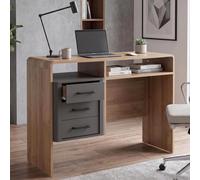Mendler Bureau HWC-P43 75 x 100 x 40 cm Finition chêne Rivera, Gris foncé