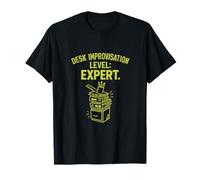 Bureau Improvisation Level Expert Neon Office Humour Graphic T-Shirt
