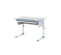 Bureau inclinable 1 tiroir bois laqué blanc et gris - Dim : L 110 x H 55-78 x P 68 cm --